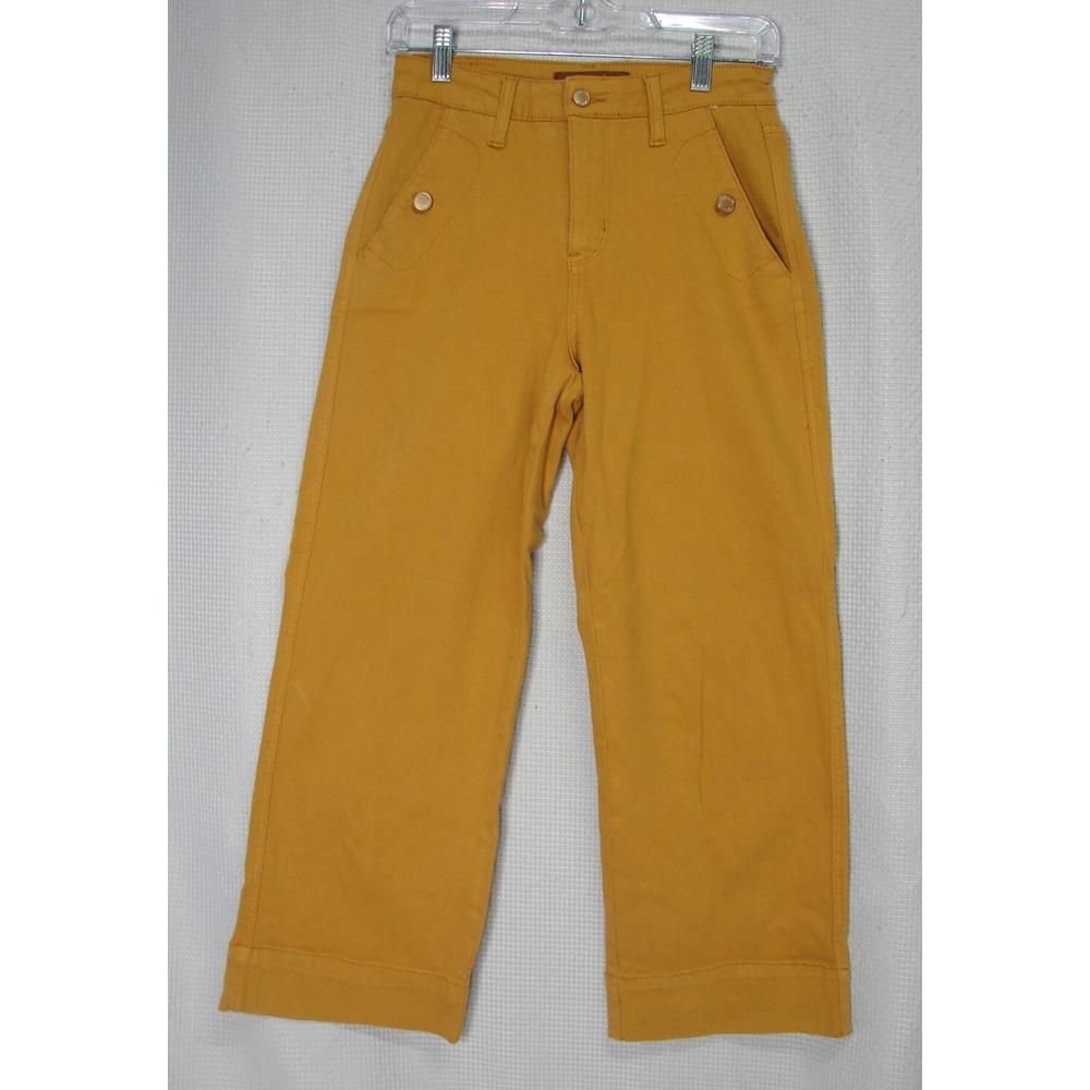 Judy Blue 0/24 Tummy Control Garment Dyed Wide Leg Crop Sun Yellow Denim Jeans